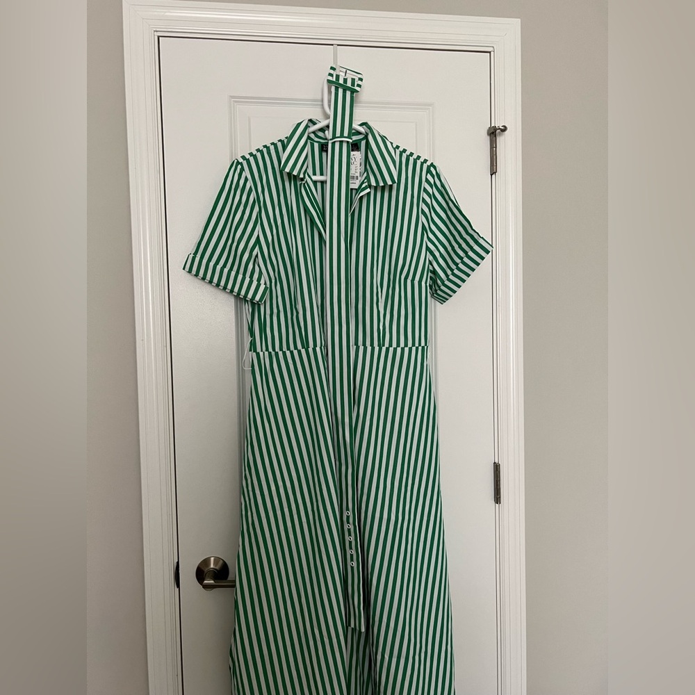New York & Company Green Striped Maxi Dress - Picture 3 of 8